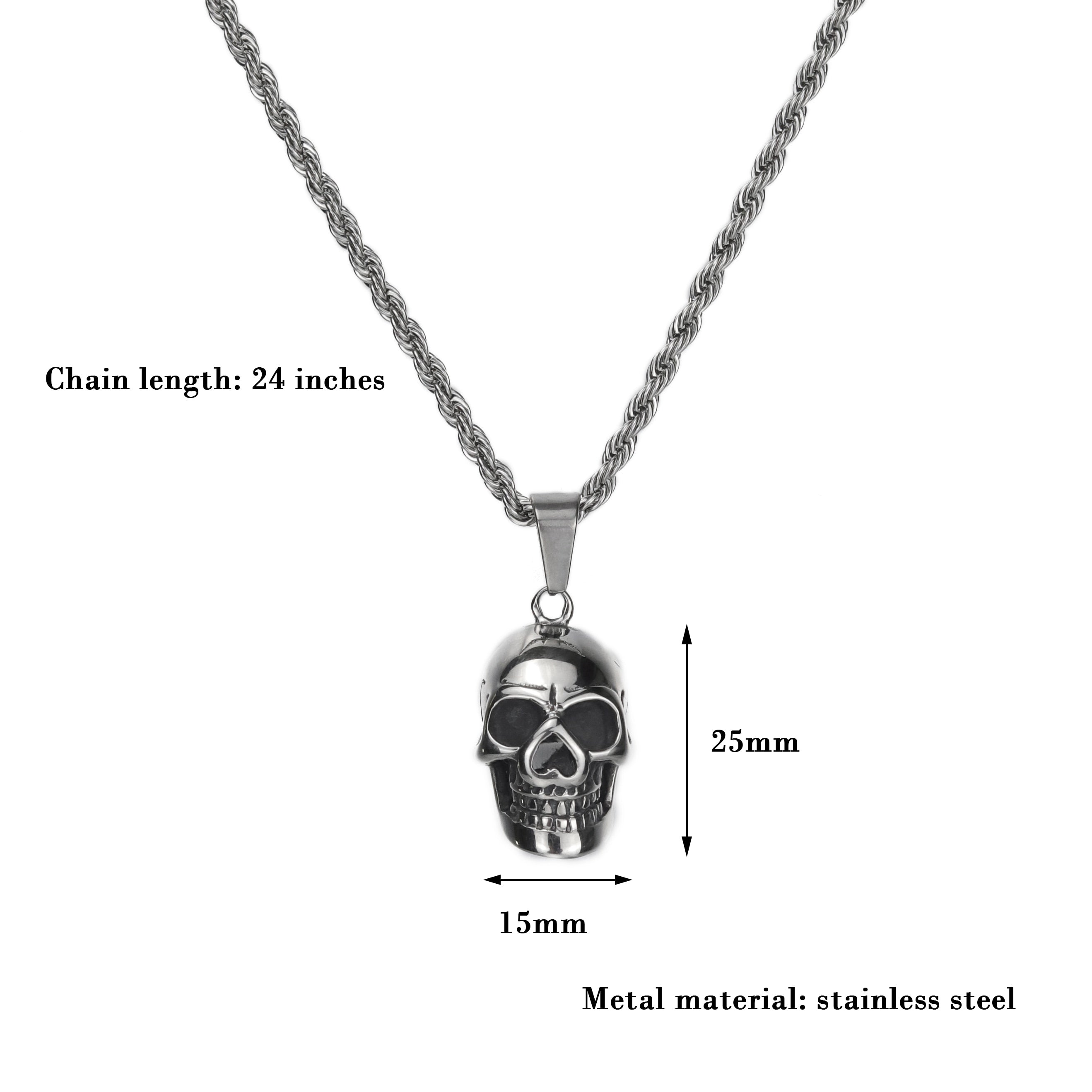 Peris Gems Skeleton Skull Pendant Necklace Unisex | Punk Rock Twisted Chain Necklace Skeleton Skull Pendant Necklace Unisex | Punk Rock Twisted SHEIN Amazon Temu