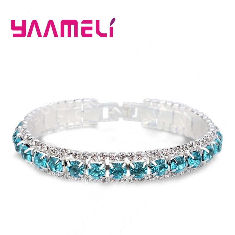 Peris Gems Sky blue Austrian Opal Chain-Link Bracelets for Women | Sterling Silver Austrian Opal Chain-Link Bracelets for Women | SHEIN Amazon Temu