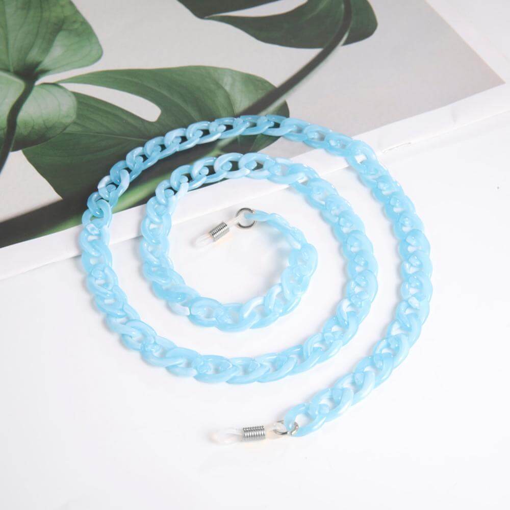 Peris Gems Sky Blue-silver Acrylic Cuban Sunglasses Chain Cord Straps Unisex SHEIN Amazon Temu