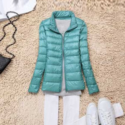 Peris Gems sky blue Stand / M Ultra-Light Puff Parka Jackets for Women | Solid Slim Jacket SHEIN Amazon Temu