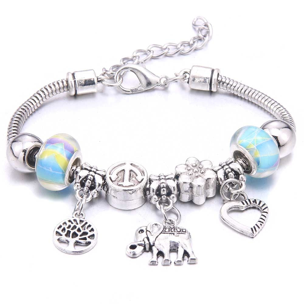 Peris Gems Sky Elephant Dragonfly & Owl Pendants Crystal Charm Bracelets | Beads Bracelet for Women Dragonfly & Owl Pendants Crystal Charm Bracelets SHEIN Amazon Temu