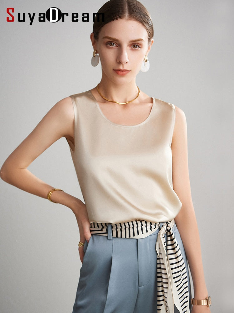 Peris Gems Sleeveless Satin Tank Top Shirt for Women | Cozy Silk Chic Vest Sleeveless Satin Tank Top Shirt for Women | Silk Chic Vest SHEIN Amazon Temu