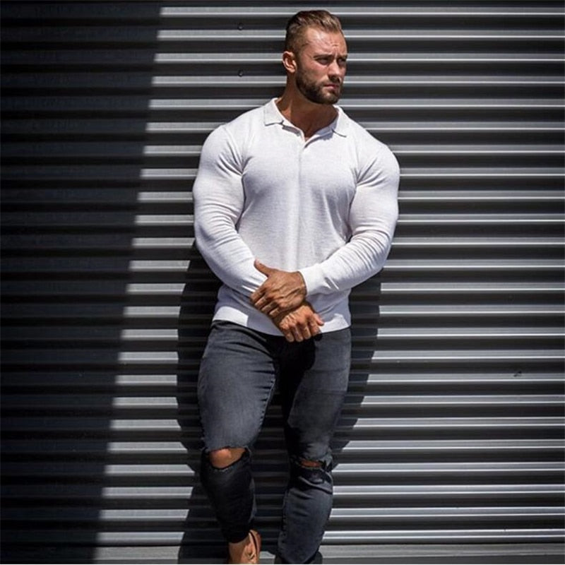 Peris Gems Slim Collared Pop Long Sleeve Shirt for Men | Solid Muscle Shirt Slim Collared Pop Long Sleeve Shirt for Men | Muscle Shirt SHEIN Amazon Temu