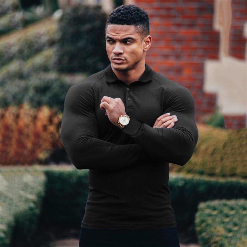 Peris Gems Slim Collared Pop Long Sleeve Shirt for Men | Solid Muscle Shirt Slim Collared Pop Long Sleeve Shirt for Men | Muscle Shirt SHEIN Amazon Temu