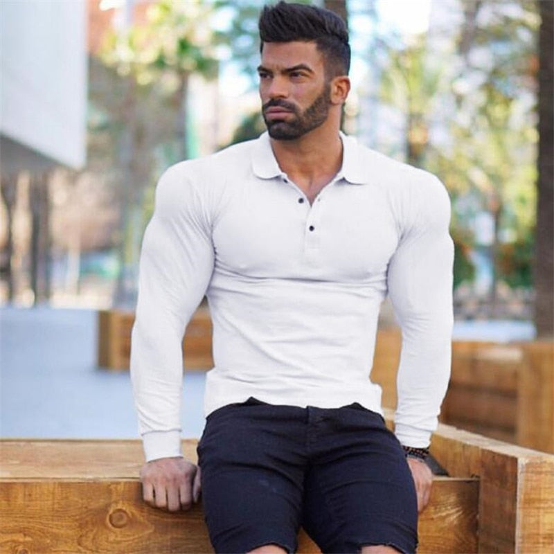 Peris Gems Slim Collared Pop Long Sleeve Shirt for Men | Solid Muscle Shirt Slim Collared Pop Long Sleeve Shirt for Men | Muscle Shirt SHEIN Amazon Temu