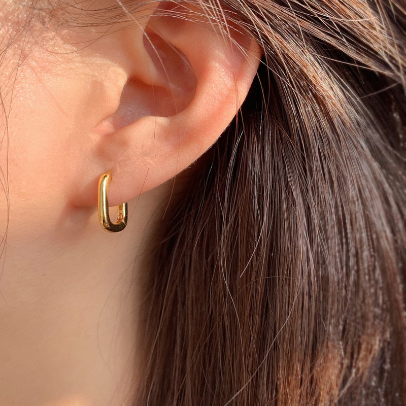 Peris Gems Small Gold Rectangle Gold Rectangular Hoop Earrings for Women | Geometric Earrings SHEIN Amazon Temu