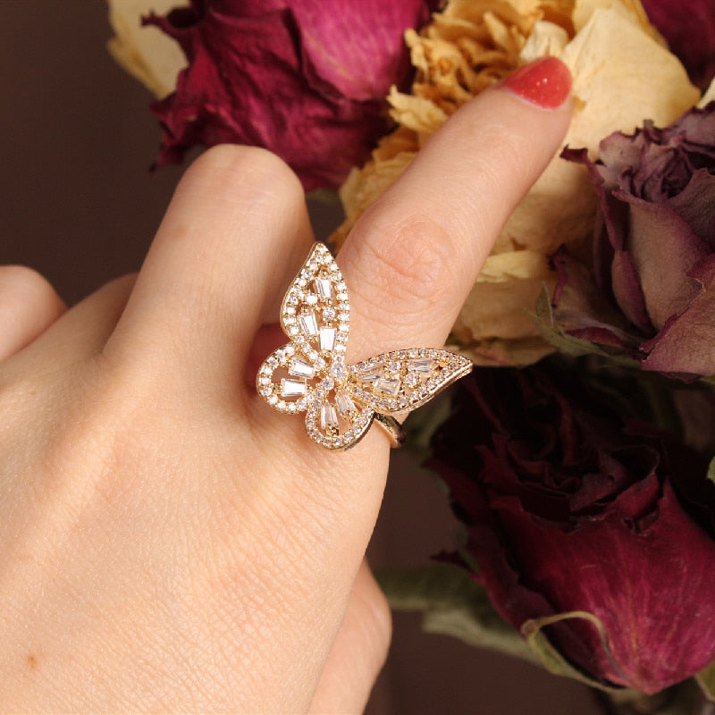 Peris Gems Small Gold / Resizable Luxurious Diamond Butterfly Ring Collection for Women SHEIN Amazon Temu