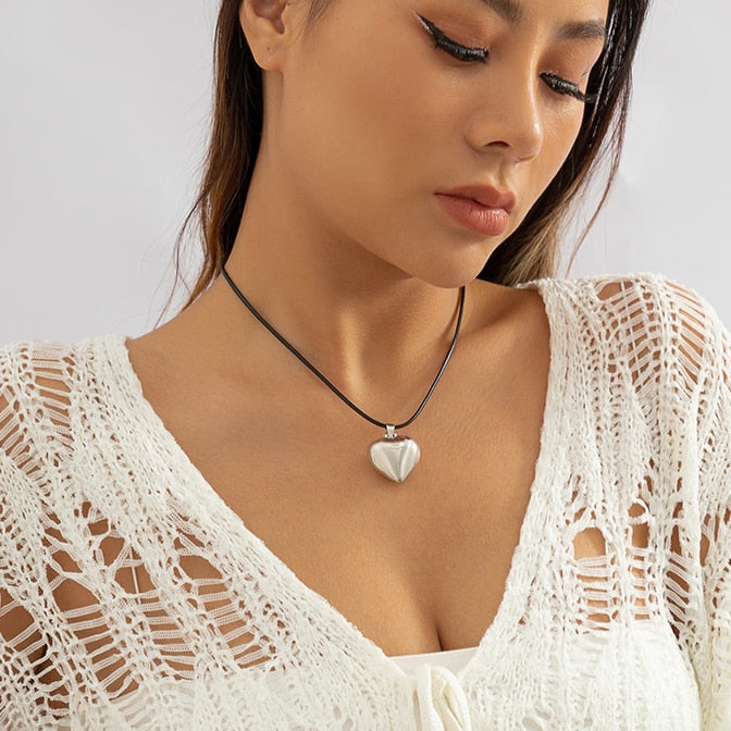 Peris Gems Small Heart Black Gothic Bowknot Choker Necklace with Big Heart Pendant for Women Black Gothic Bowknot Choker Necklace with Big Heart Pendant SHEIN Amazon Temu