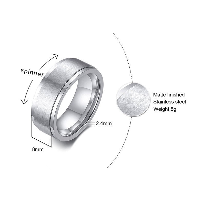 Peris Gems Smooth Stainless-Steel Silver Spinner Ring Unisex SHEIN Amazon Temu