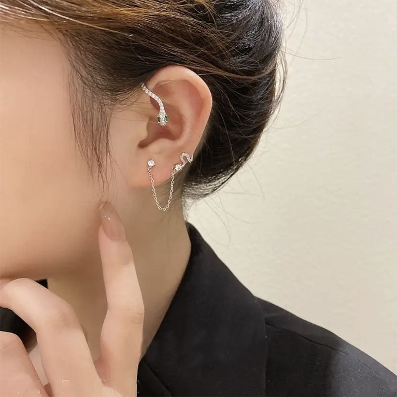 Peris Gems Snake Ear Clip Cuff for Women | Silver Gold Diamond Earrings for Women SHEIN Amazon Temu