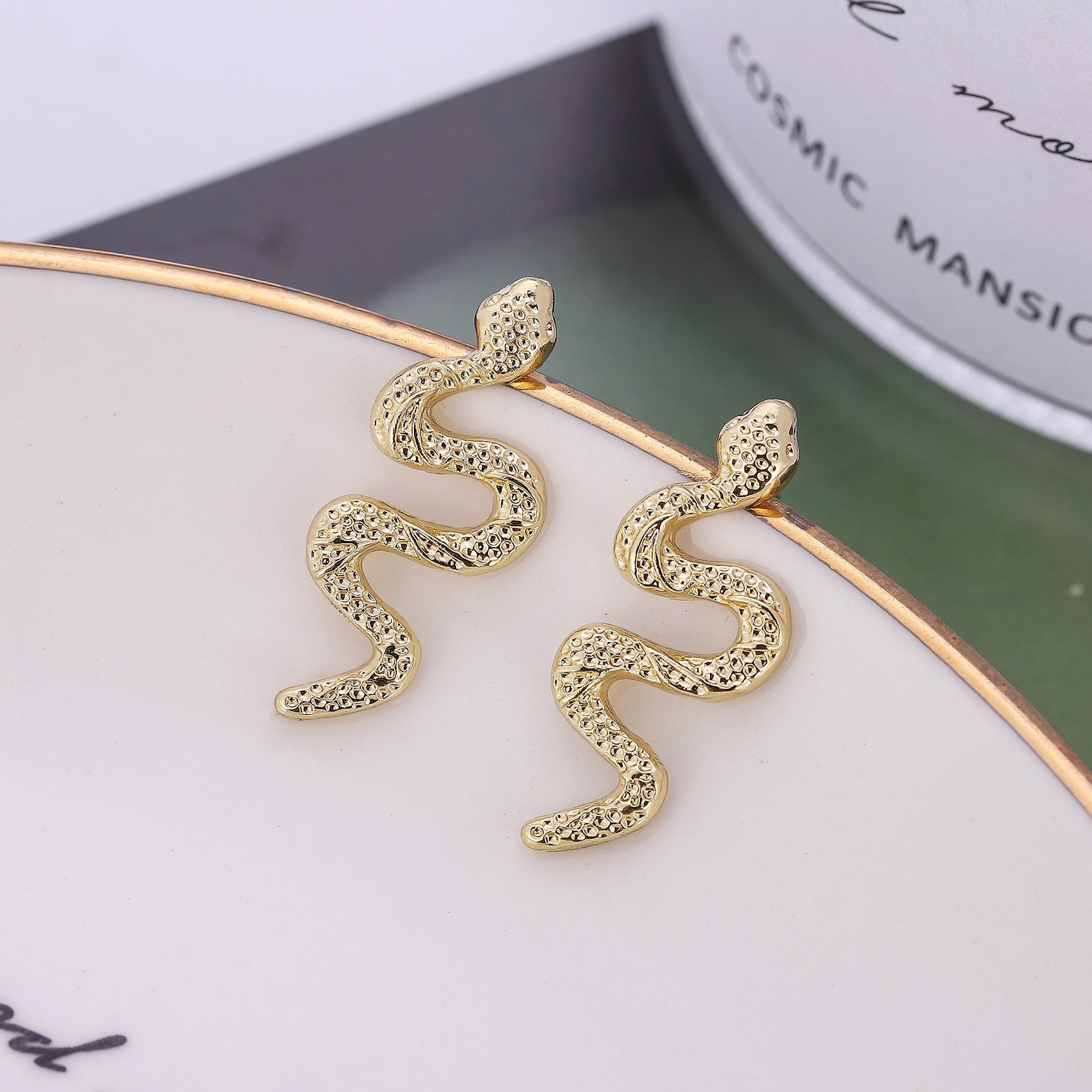 Peris Gems Snake Stud Earrings for Women | Gold Punk Women&