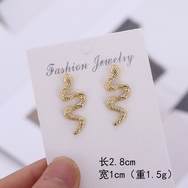 Peris Gems Snake Stud Earrings for Women | Gold Punk Women&