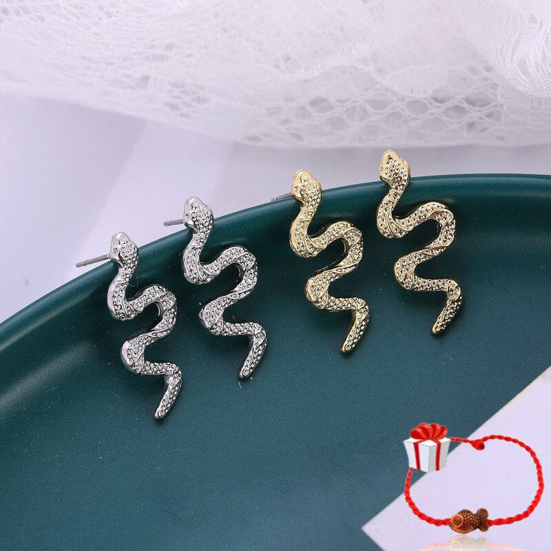 Peris Gems Snake Stud Earrings for Women | Gold Punk Women&