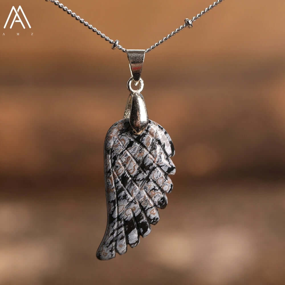 Peris Gems Snowflake Jasper Angel Wing Labradorite Choker Necklace - Quartz Crystal Angel Wings SHEIN Amazon Temu
