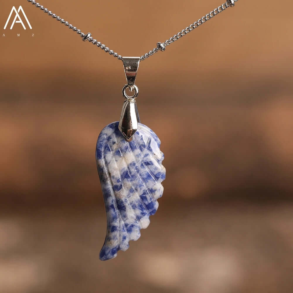 Peris Gems Sodalite Angel Wing Labradorite Choker Necklace - Quartz Crystal Angel Wings SHEIN Amazon Temu