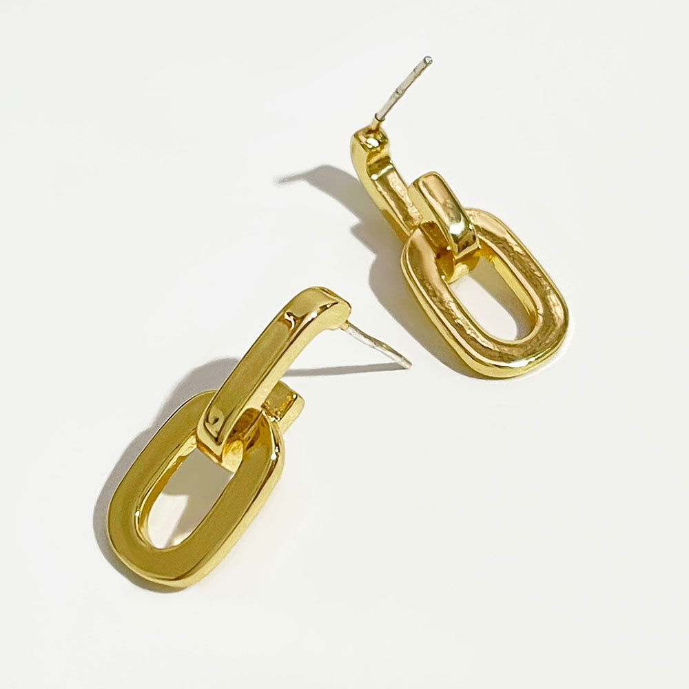 Peris Gems Solid Double Link Stud Earrings for Women | Thick Chain Gold Silver Earrings SHEIN Amazon Temu