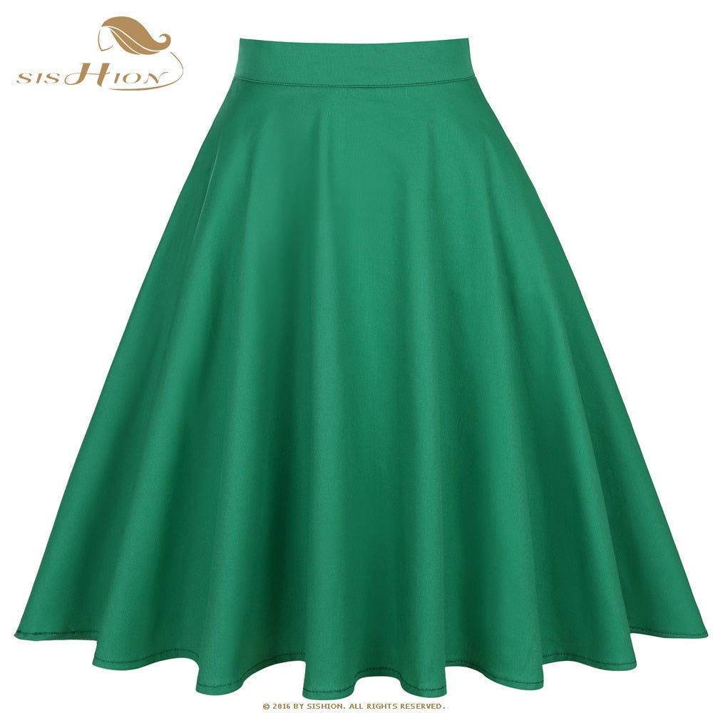 Peris Gems Solid Green / S Cotton Midi Skirt Collection for Women | Floral Polka Dot Skirts SHEIN Amazon Temu