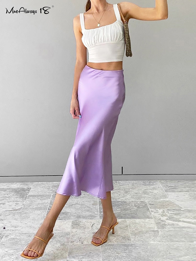 Peris Gems Solid Satin Silk Skirt for Women | High Waisted Summer Long Satin Elegant Skirt SHEIN Amazon Temu