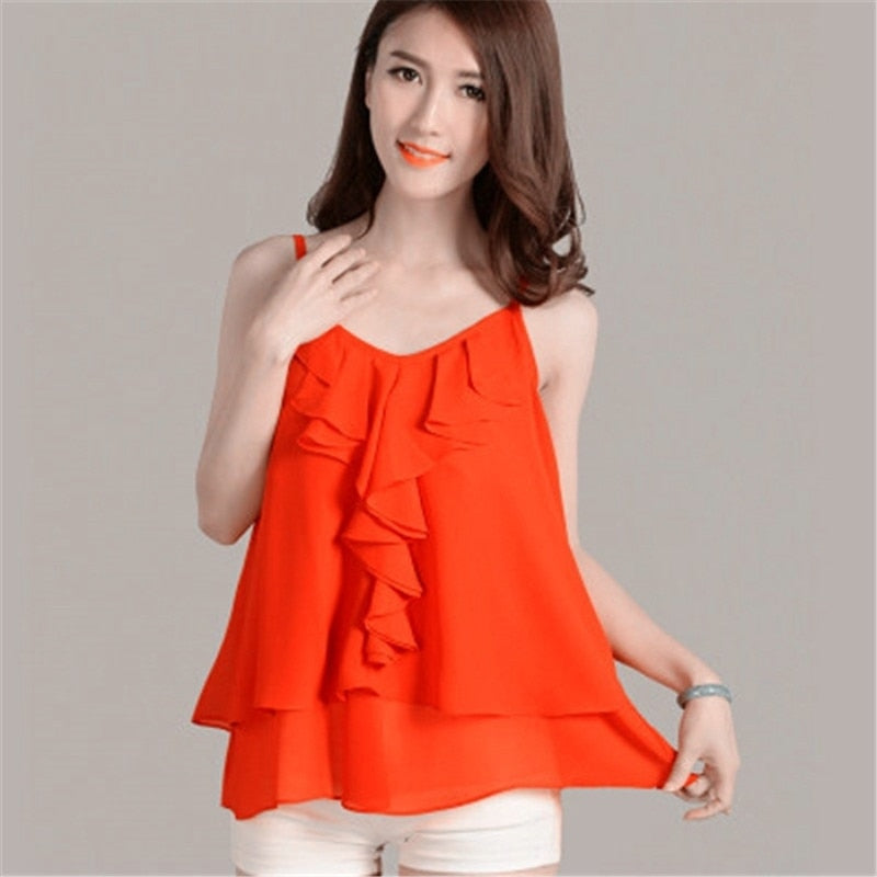 Peris Gems Spaghetti Strap Chiffon Shirt for Women | Comfortable Shirt for Women Sleeveless SHEIN Amazon Temu