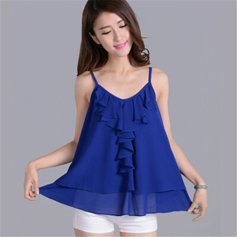 Peris Gems Spaghetti Strap Chiffon Shirt for Women | Comfortable Shirt for Women Sleeveless SHEIN Amazon Temu
