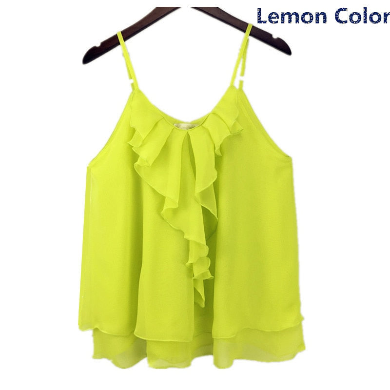 Peris Gems Spaghetti Strap Chiffon Shirt for Women | Comfortable Shirt for Women Sleeveless SHEIN Amazon Temu