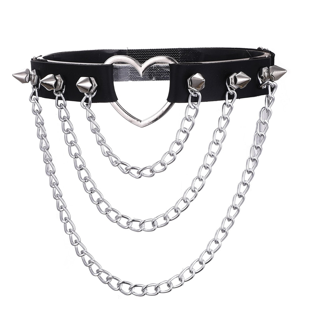 Peris Gems Spikes with Chains Elastic Leather Thigh Garters - Gothic Thigh Garter with Spikes and Chains SHEIN Amazon Temu