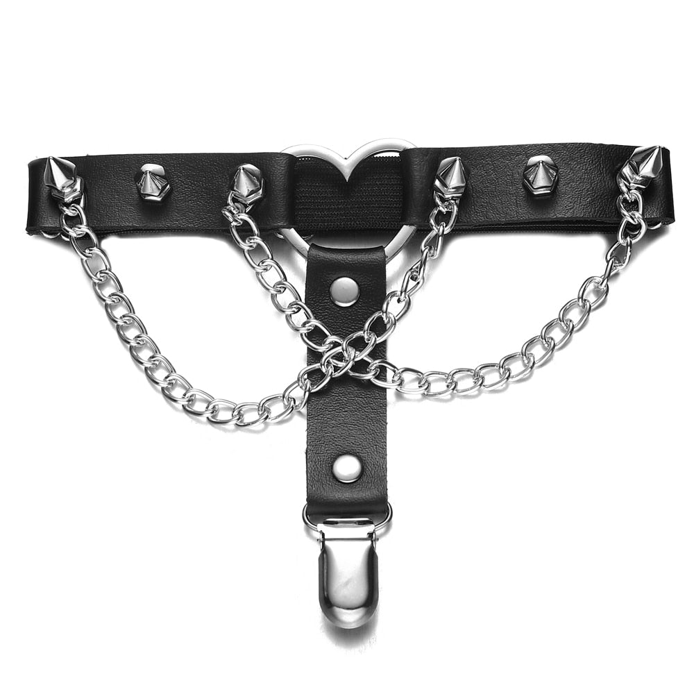 Peris Gems Spikes with Garter Belt Elastic Leather Thigh Garters - Gothic Thigh Garter with Spikes and Chains SHEIN Amazon Temu