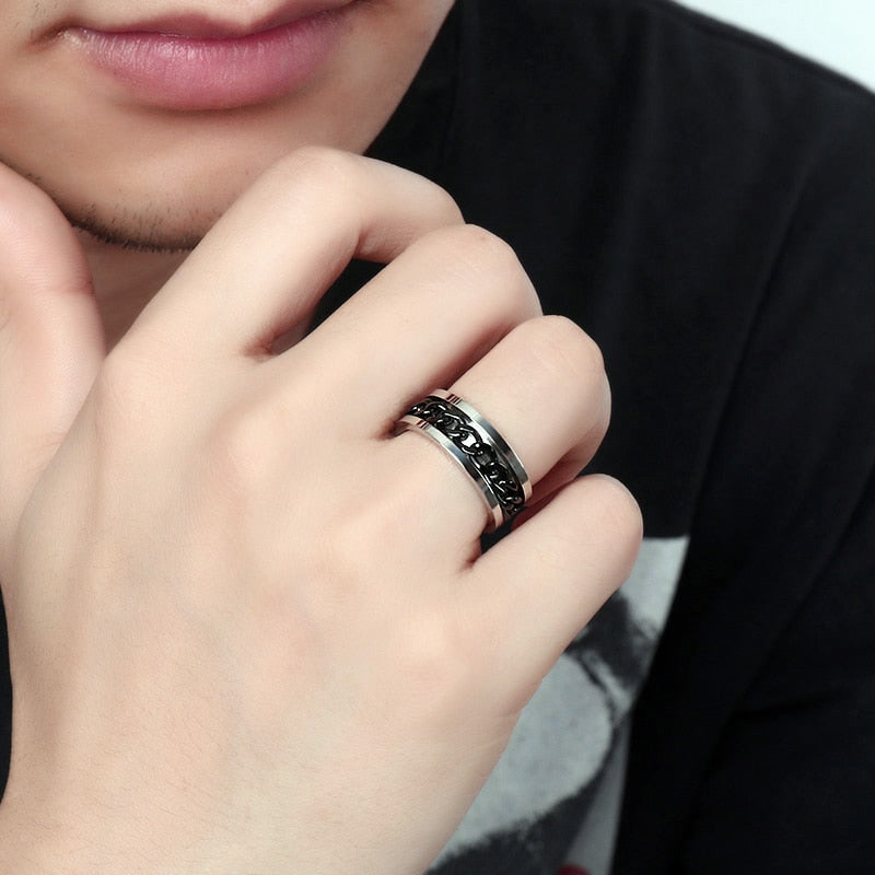 Peris Gems Spinner Cuban Chain Rings Unisex | Titanium Signet Rings SHEIN Amazon Temu