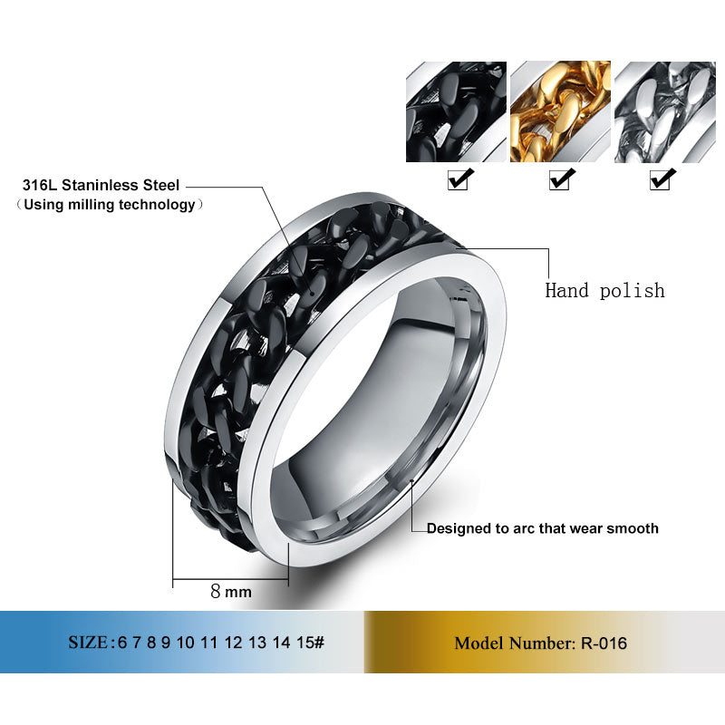 Peris Gems Spinner Cuban Chain Rings Unisex | Titanium Signet Rings SHEIN Amazon Temu