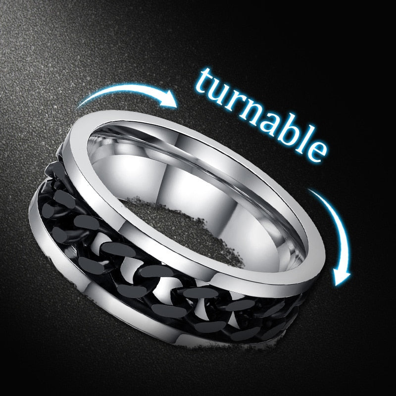 Peris Gems Spinner Cuban Chain Rings Unisex | Titanium Signet Rings SHEIN Amazon Temu