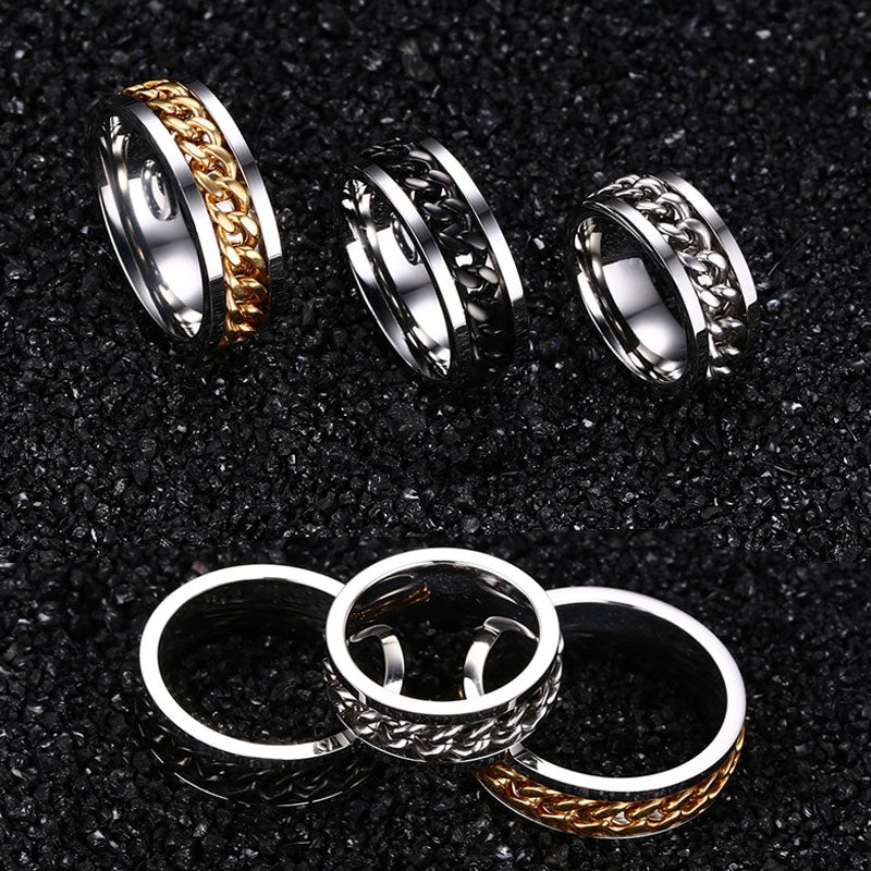 Peris Gems Spinner Cuban Chain Rings Unisex | Titanium Signet Rings SHEIN Amazon Temu