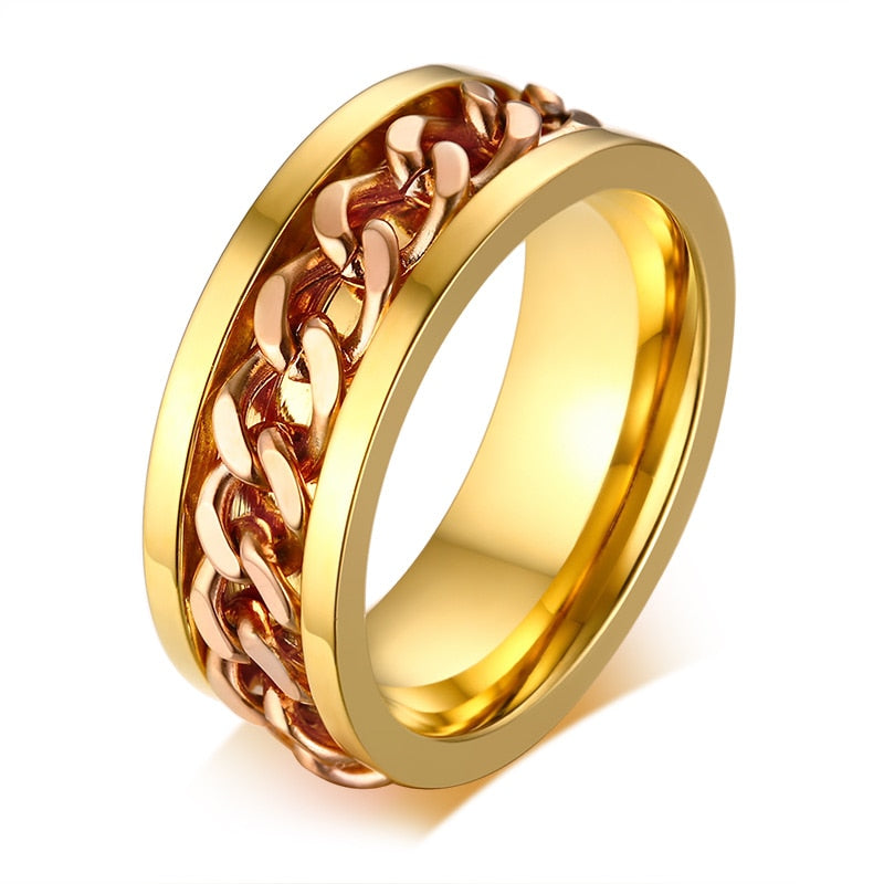 Peris Gems Spinner Cuban Chain Rings Unisex | Titanium Signet Rings SHEIN Amazon Temu