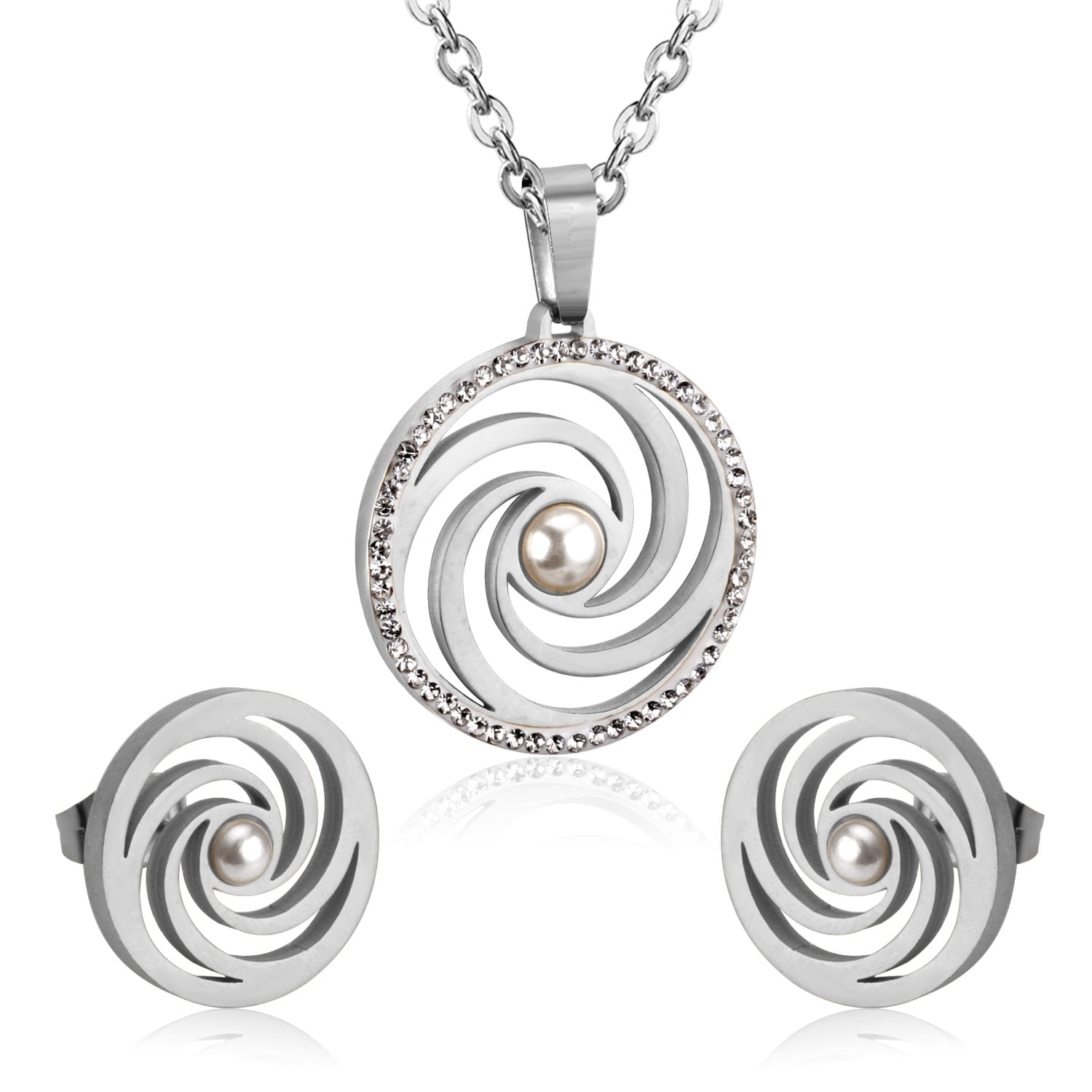 Peris Gems Spiral Gold Necklace and Earrings Set for Women | Diamond Jewelry Set Spiral Gold Necklace and Earrings Set for Women Diamond Set SHEIN Amazon Temu