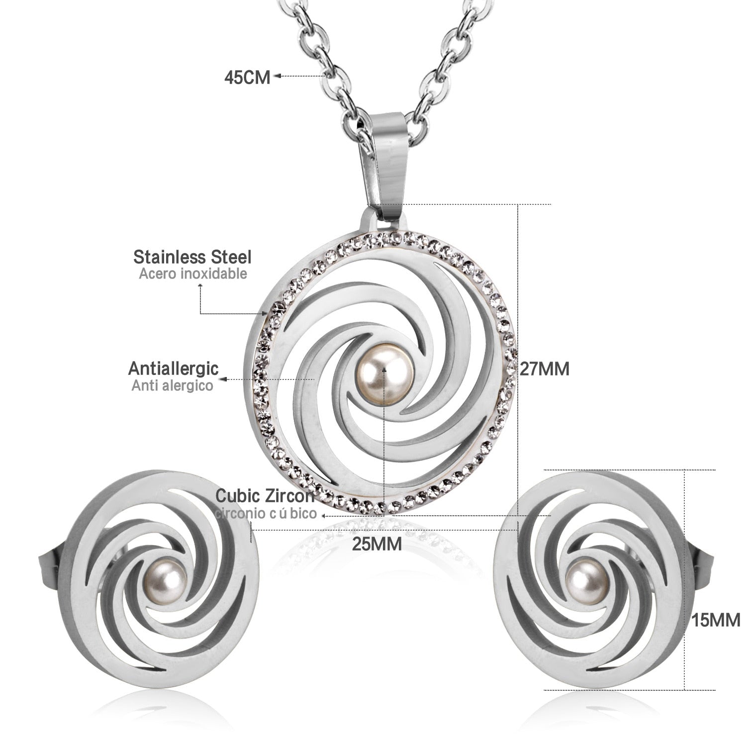 Peris Gems Spiral Gold Necklace and Earrings Set for Women | Diamond Jewelry Set Spiral Gold Necklace and Earrings Set for Women Diamond Set SHEIN Amazon Temu
