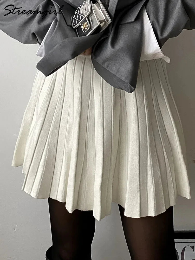 Peris Gems Spring Knit White Mini Pleated Skirts For Women A Line Skirt Gray High Waist Women Knitted Pleated Short Skirts Korean Fashion Spring Knit White Mini Pleated Skirts For Women A Line Skirt Gray High Waist Women Knitted Pleated Short Skirts Korean Fashion SHEIN Amazon Temu