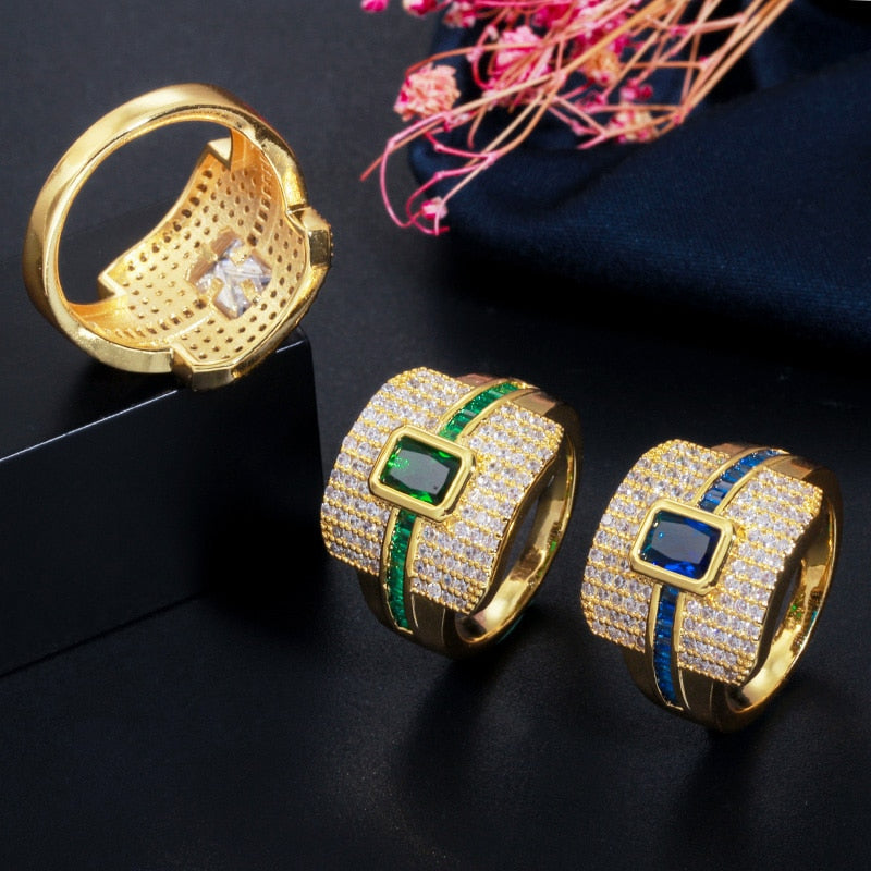 Peris Gems Square Diamond Bridal Rings for Women | Gold Gem Rings SHEIN Amazon Temu