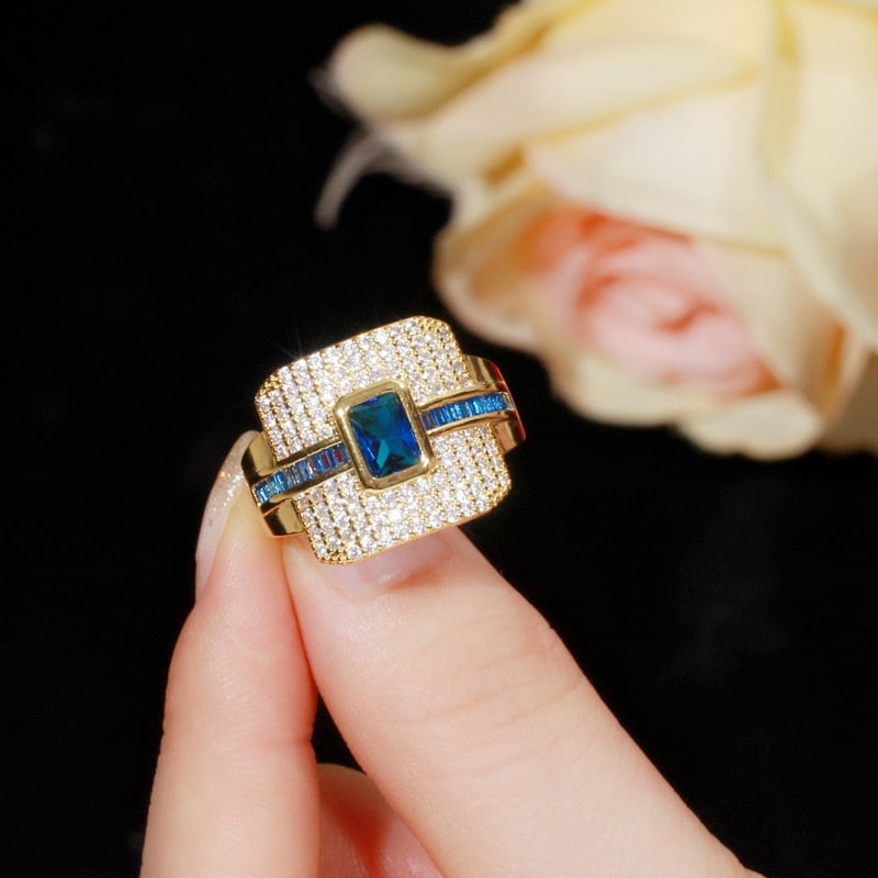 Peris Gems Square Diamond Bridal Rings for Women | Gold Gem Rings SHEIN Amazon Temu