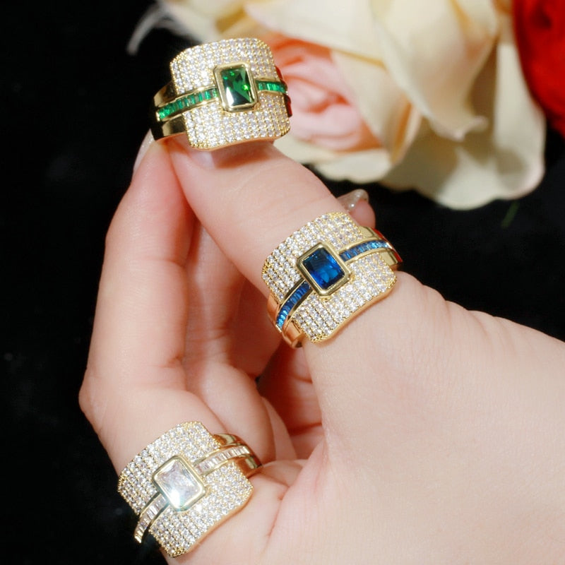 Peris Gems Square Diamond Bridal Rings for Women | Gold Gem Rings SHEIN Amazon Temu