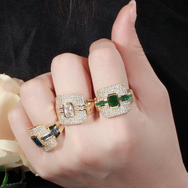Peris Gems Square Diamond Bridal Rings for Women | Gold Gem Rings SHEIN Amazon Temu