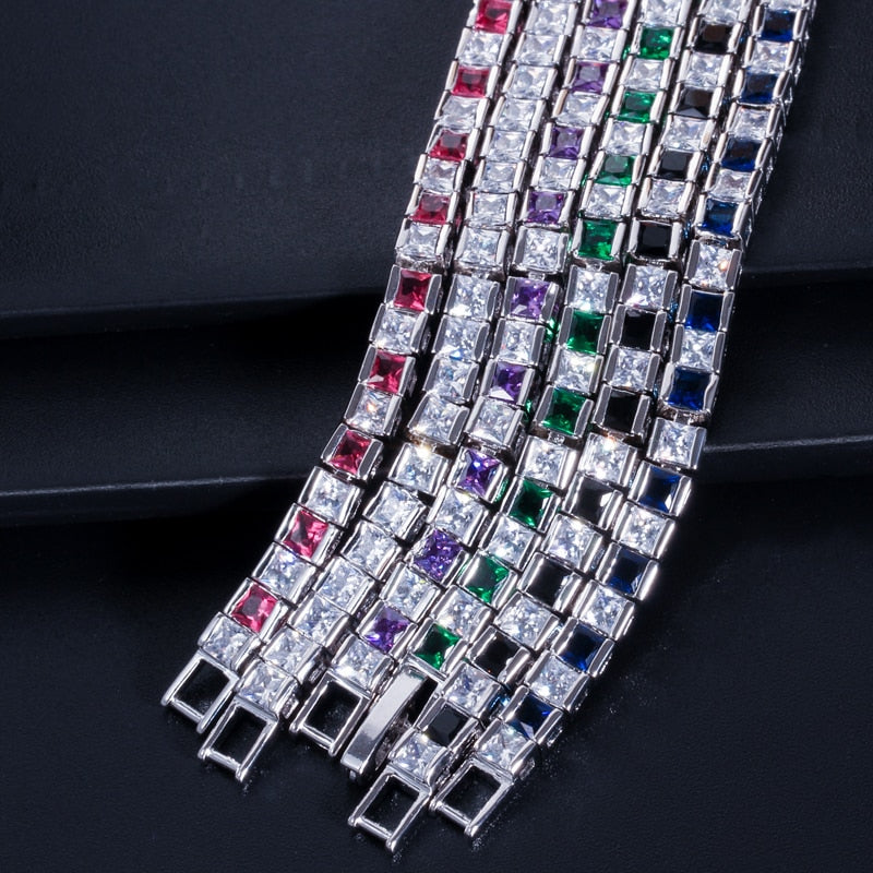 Peris Gems Square Diamond Tennis Bracelet for Women | Silver Fashion Bracelet for Women SHEIN Amazon Temu