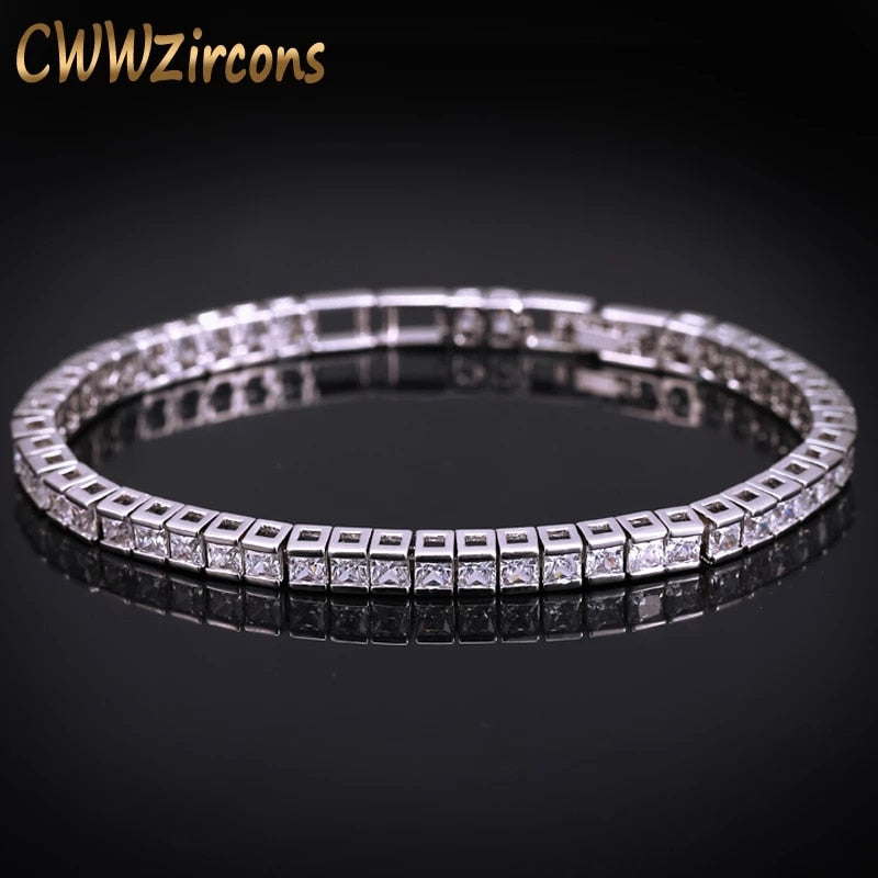 Peris Gems Square Diamond Tennis Bracelet for Women | Silver Fashion Bracelet for Women SHEIN Amazon Temu