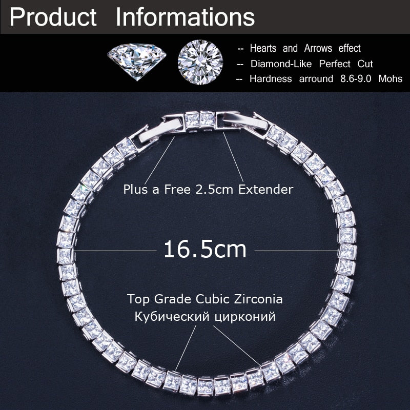 Peris Gems Square Diamond Tennis Bracelet for Women | Silver Fashion Bracelet for Women SHEIN Amazon Temu