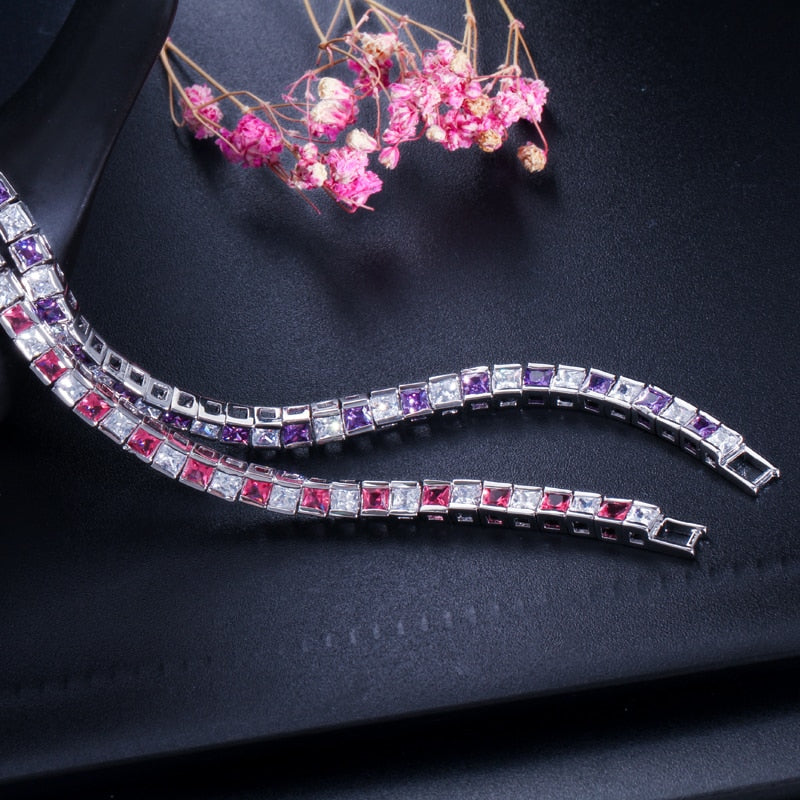 Peris Gems Square Diamond Tennis Bracelet for Women | Silver Fashion Bracelet for Women SHEIN Amazon Temu