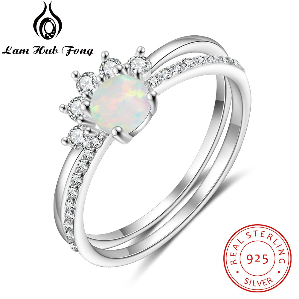 Peris Gems Stackable 2pc Opal Diamond Ring for Women | Bridal Sterling Silver Ring Stackable 2pc Opal Diamond Ring for Women | Silver Ring SHEIN Amazon Temu