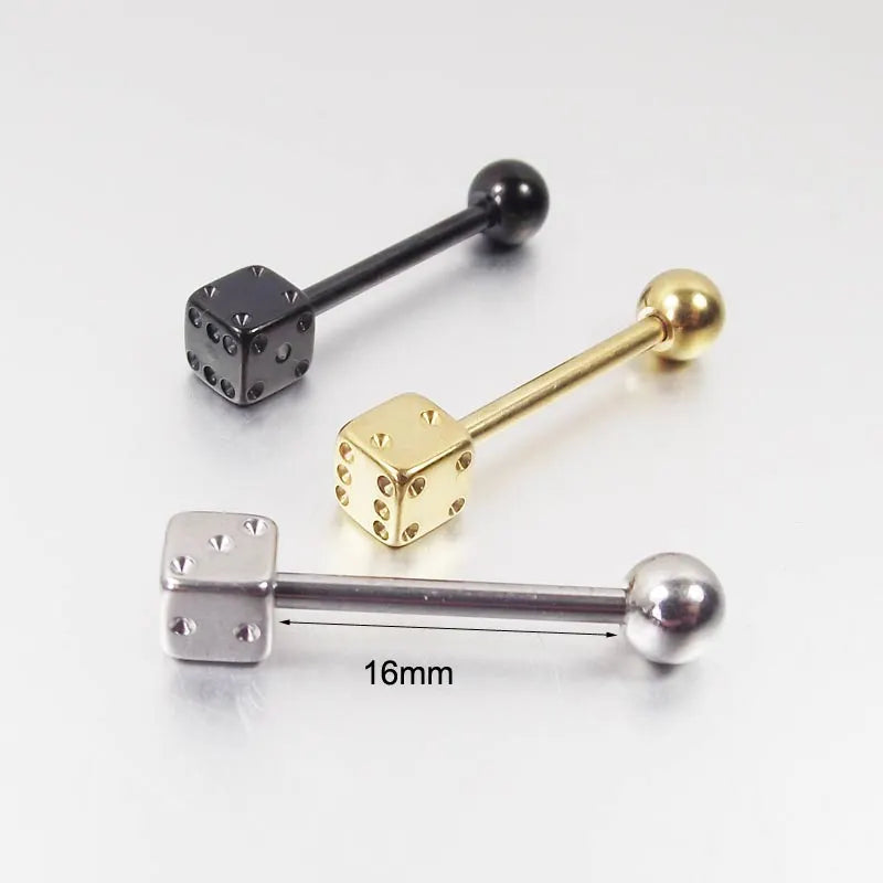 Peris Gems Stainless 1pc Dice Game Barbell Tongue Helix Piercing SHEIN Amazon Temu