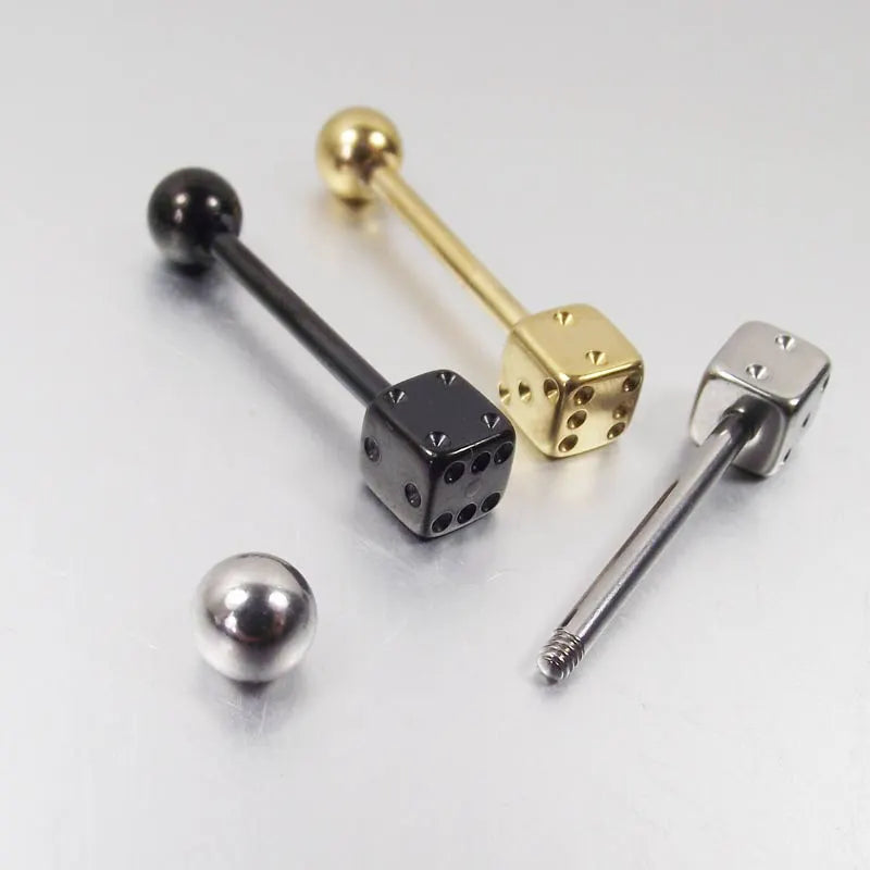 Peris Gems Stainless 1pc Dice Game Barbell Tongue Helix Piercing SHEIN Amazon Temu