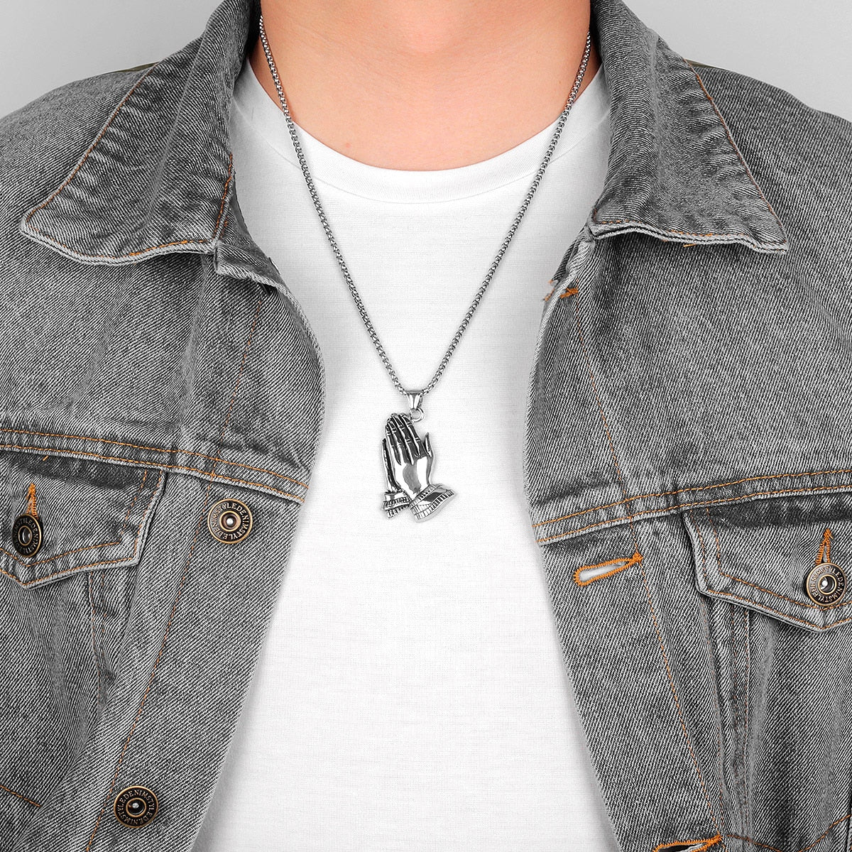 Peris Gems Stainless Prayer Hands Amulet Pendant Necklaces Unisex SHEIN Amazon Temu