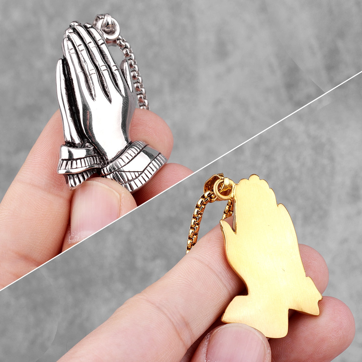 Peris Gems Stainless Prayer Hands Amulet Pendant Necklaces Unisex SHEIN Amazon Temu