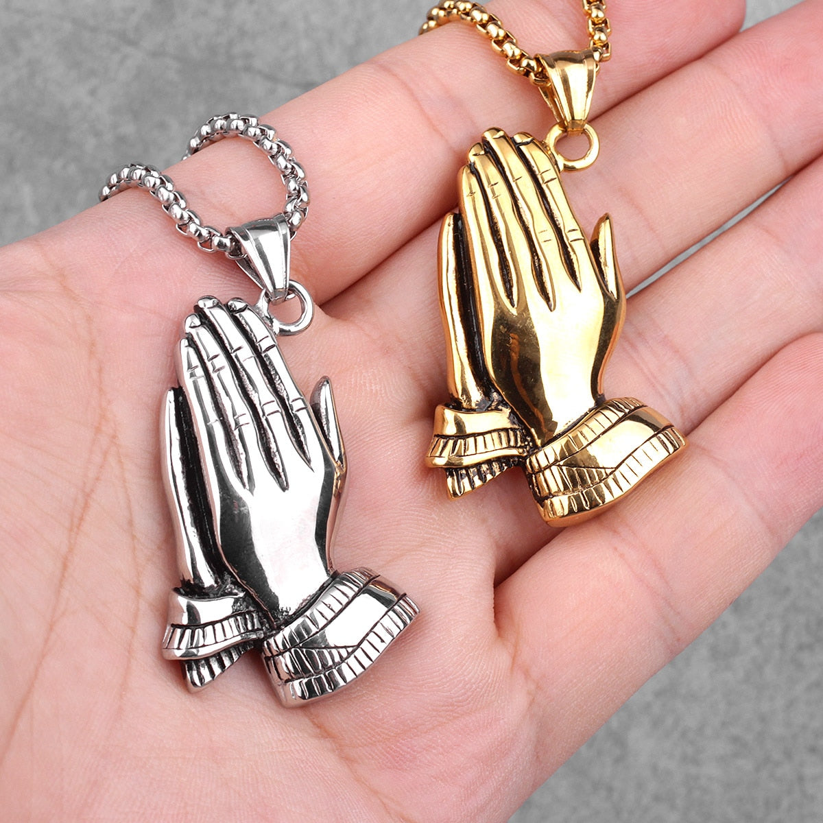 Peris Gems Stainless Prayer Hands Amulet Pendant Necklaces Unisex SHEIN Amazon Temu