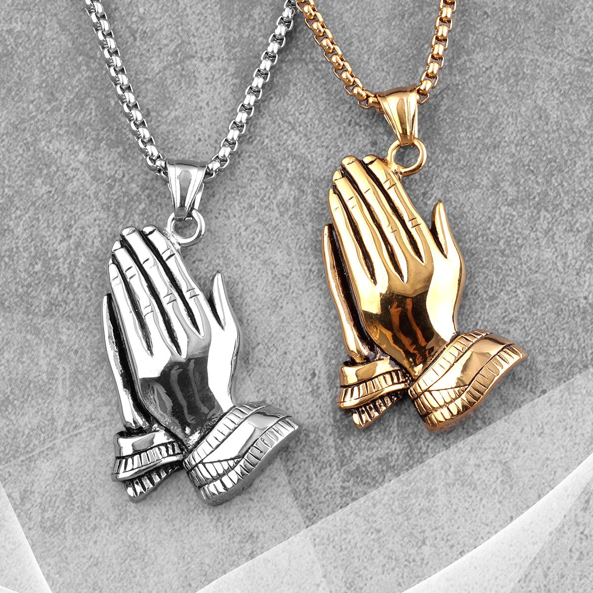 Peris Gems Stainless Prayer Hands Amulet Pendant Necklaces Unisex SHEIN Amazon Temu